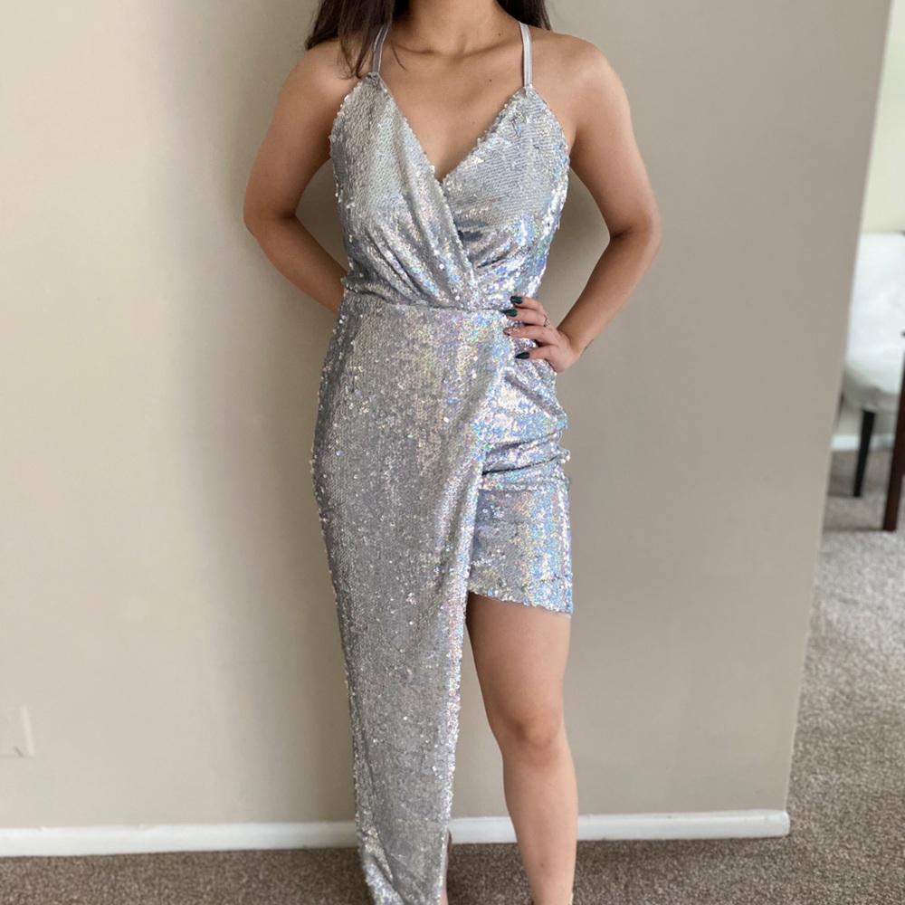 Silver sequin dress